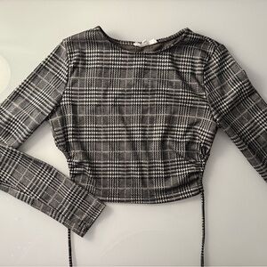 Plaid Long Sleeve Crop Top